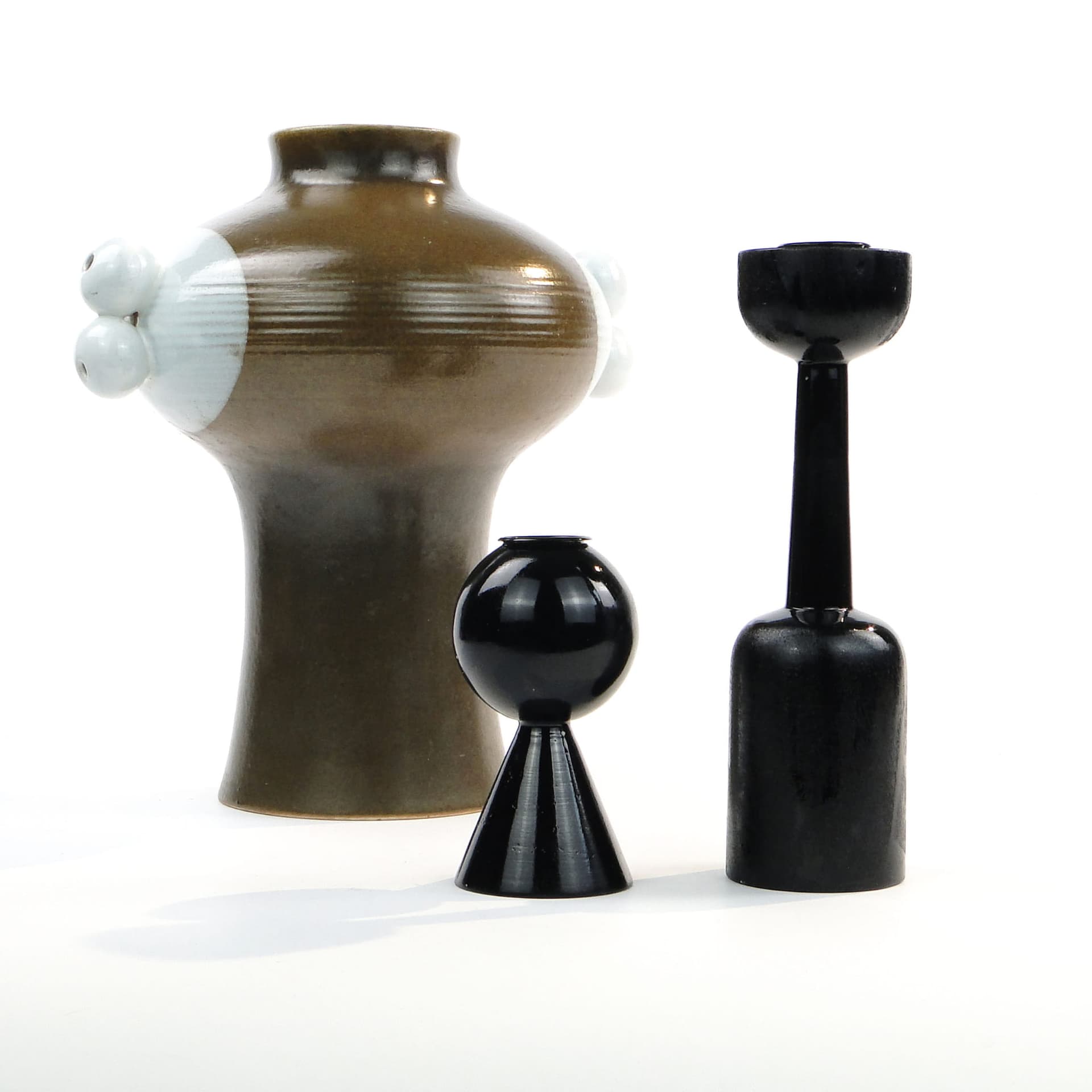 Vase Brusel, brown blue ceramic, Czechoslovakia, 1960s - 388680
