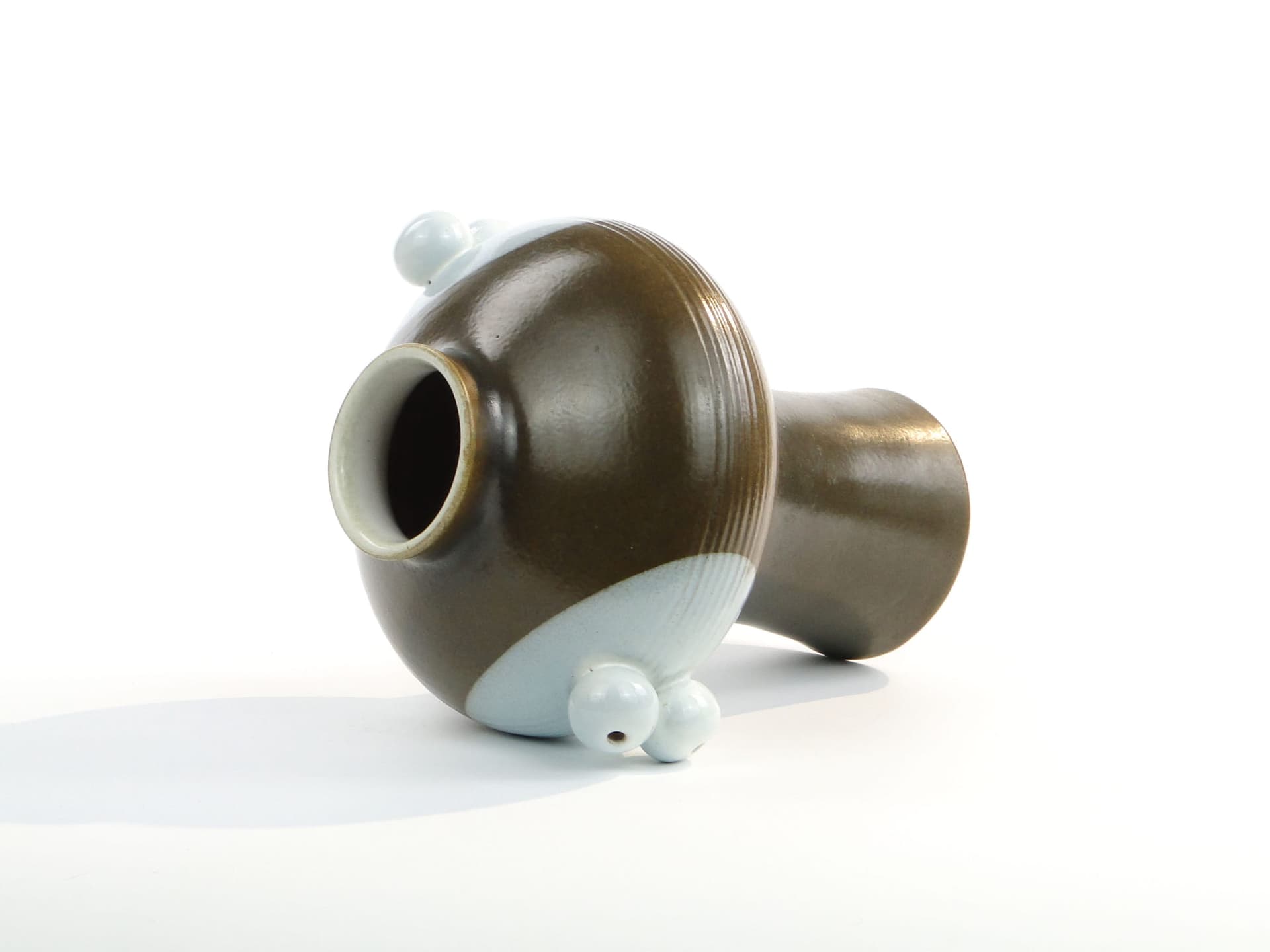 Vase Brusel, brown blue ceramic, Czechoslovakia, 1960s - 388673