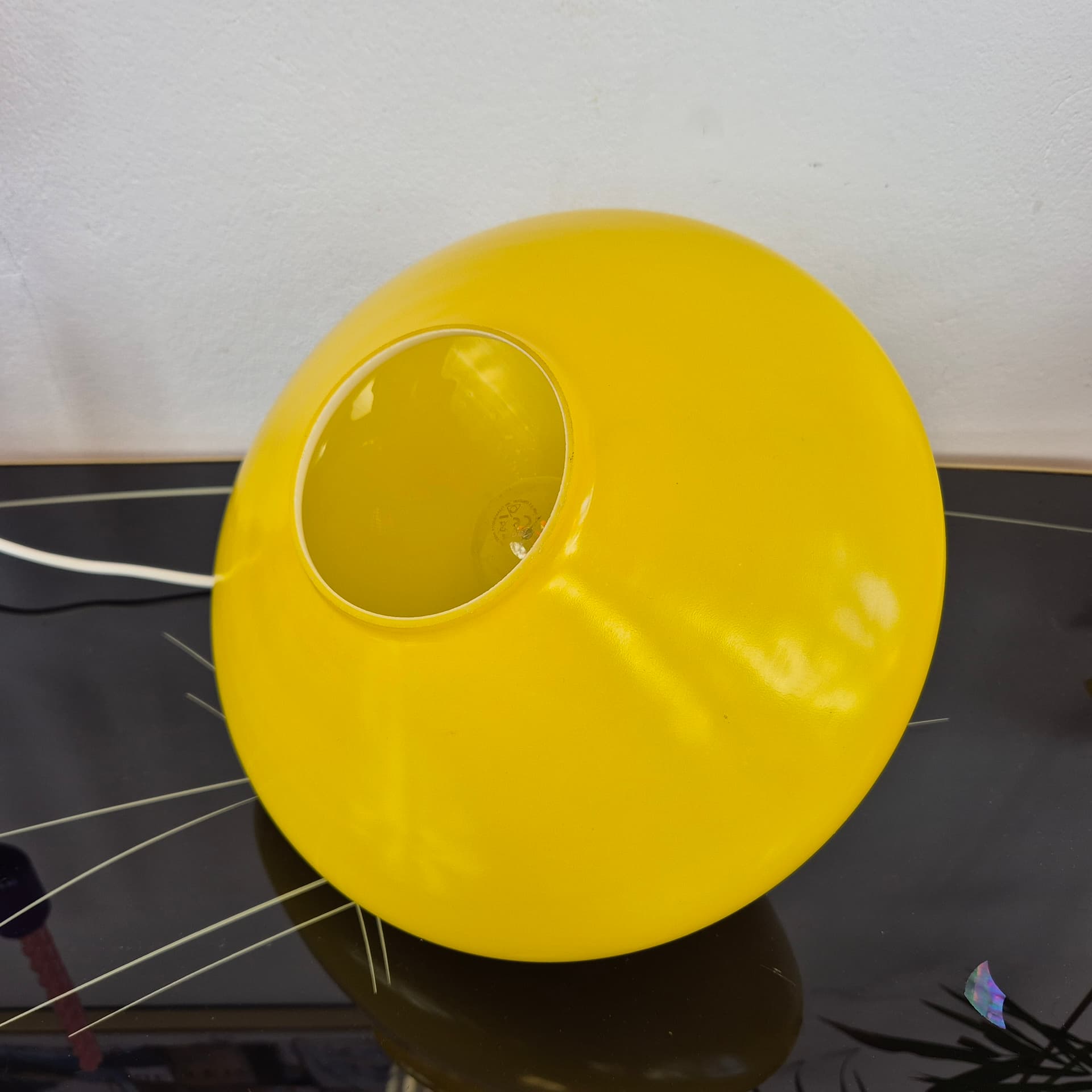 Pendant lamp, yellow glass, brass, Hungary, 1970s. - 388698