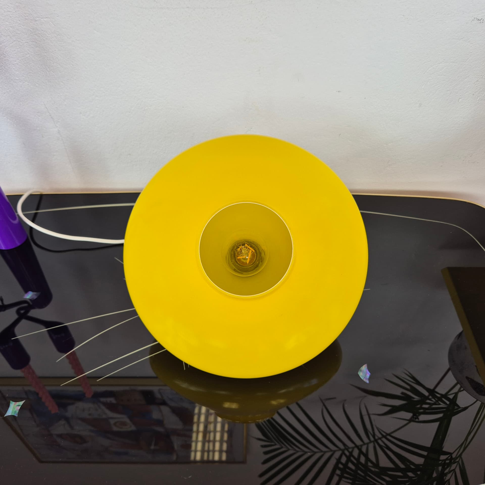 Pendant lamp, yellow glass, brass, Hungary, 1970s. - 388699
