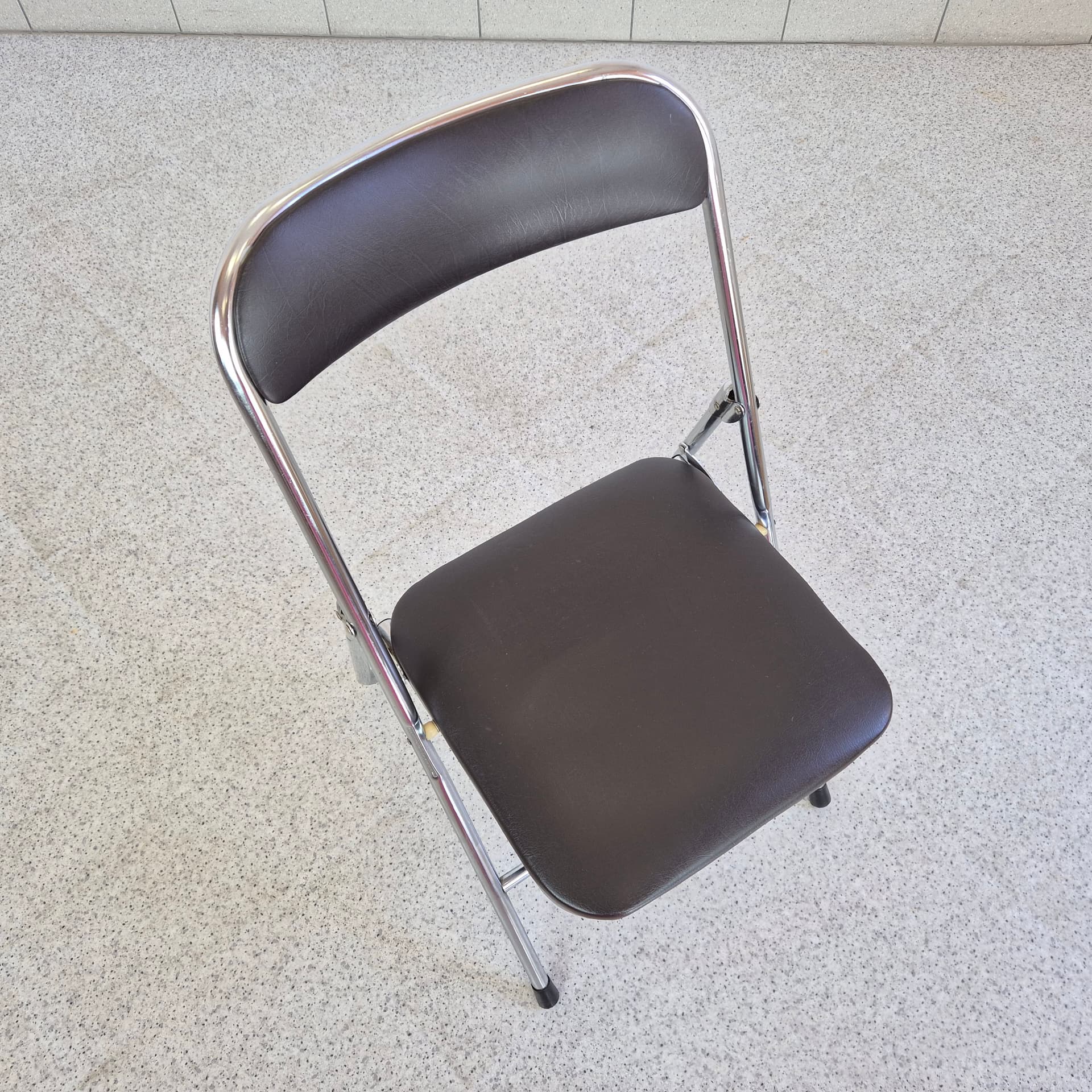 Folding chair Bauhaus, black faux leather, chromed steel, 1990s - 388715