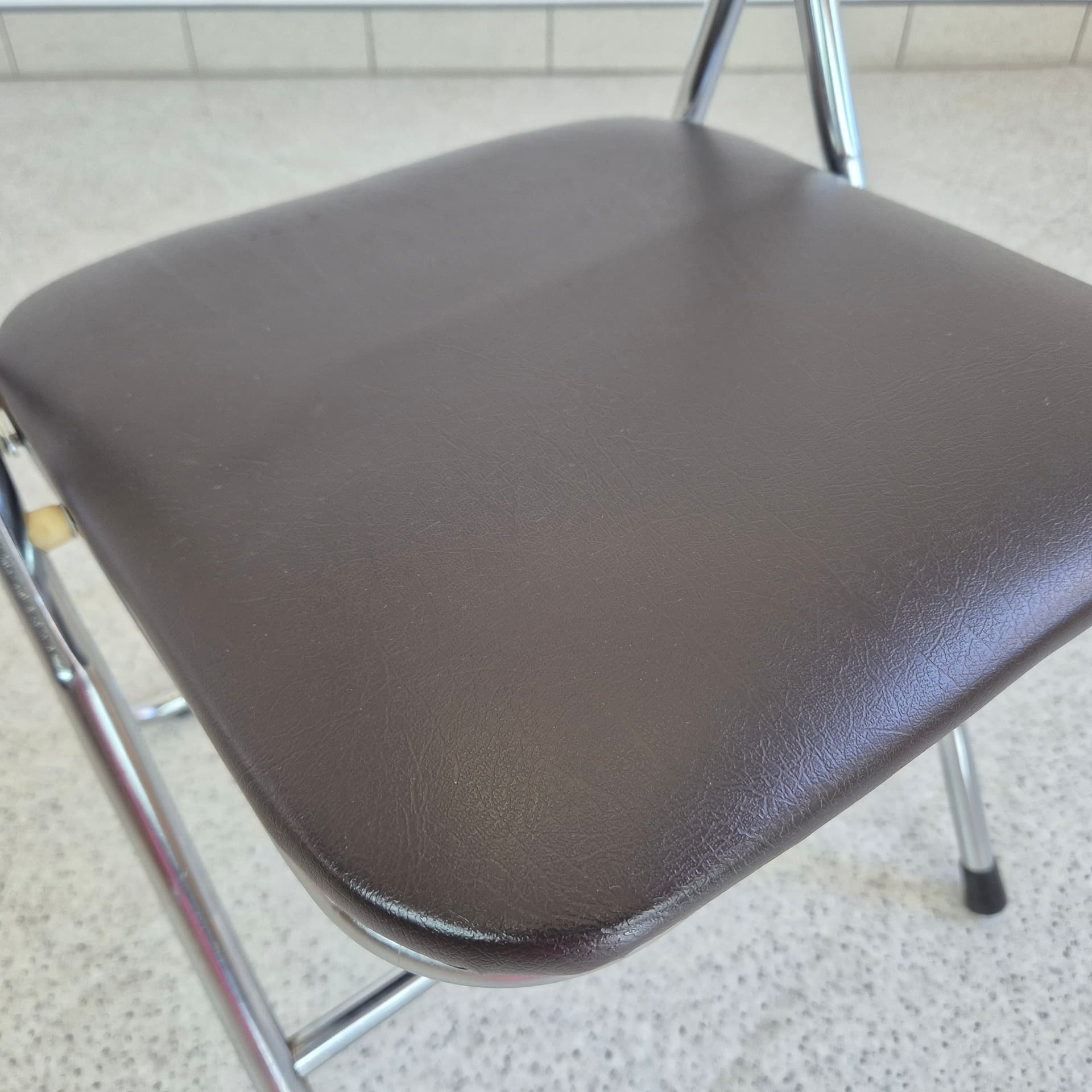 Folding chair Bauhaus, black faux leather, chromed steel, 1990s - 388716