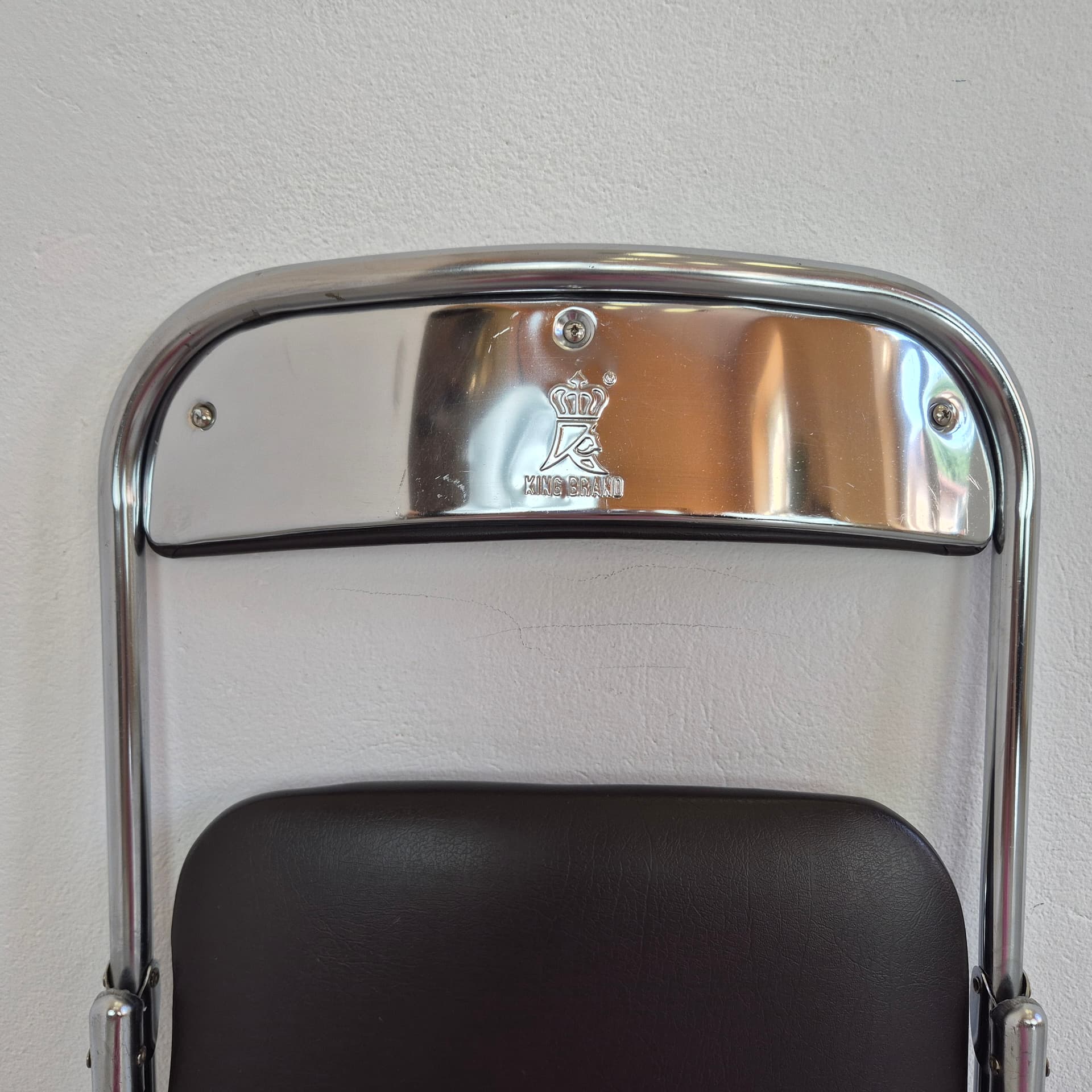 Folding chair Bauhaus, black faux leather, chromed steel, 1990s - 388718