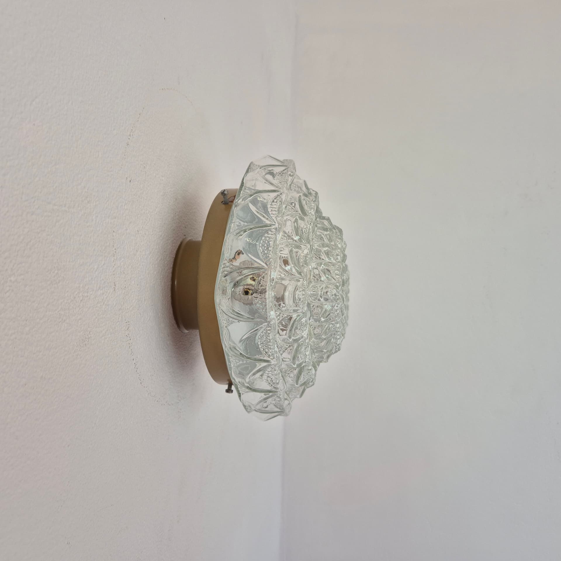 Pair of ceiling lamps, clear glass, metal, Sweden, 1960s. - 388726