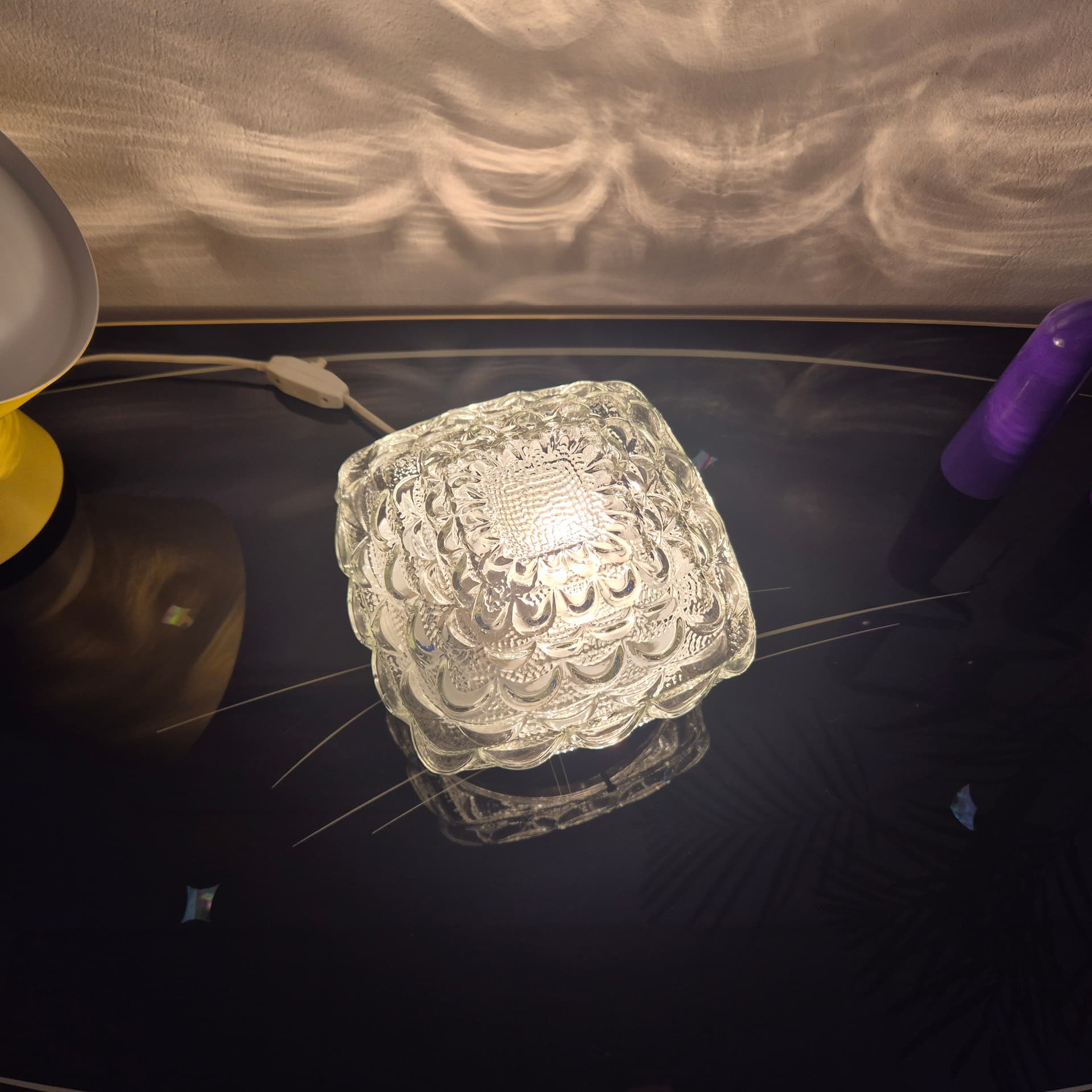 Pair of ceiling lamps, clear glass, metal, Sweden, 1960s. - 388735