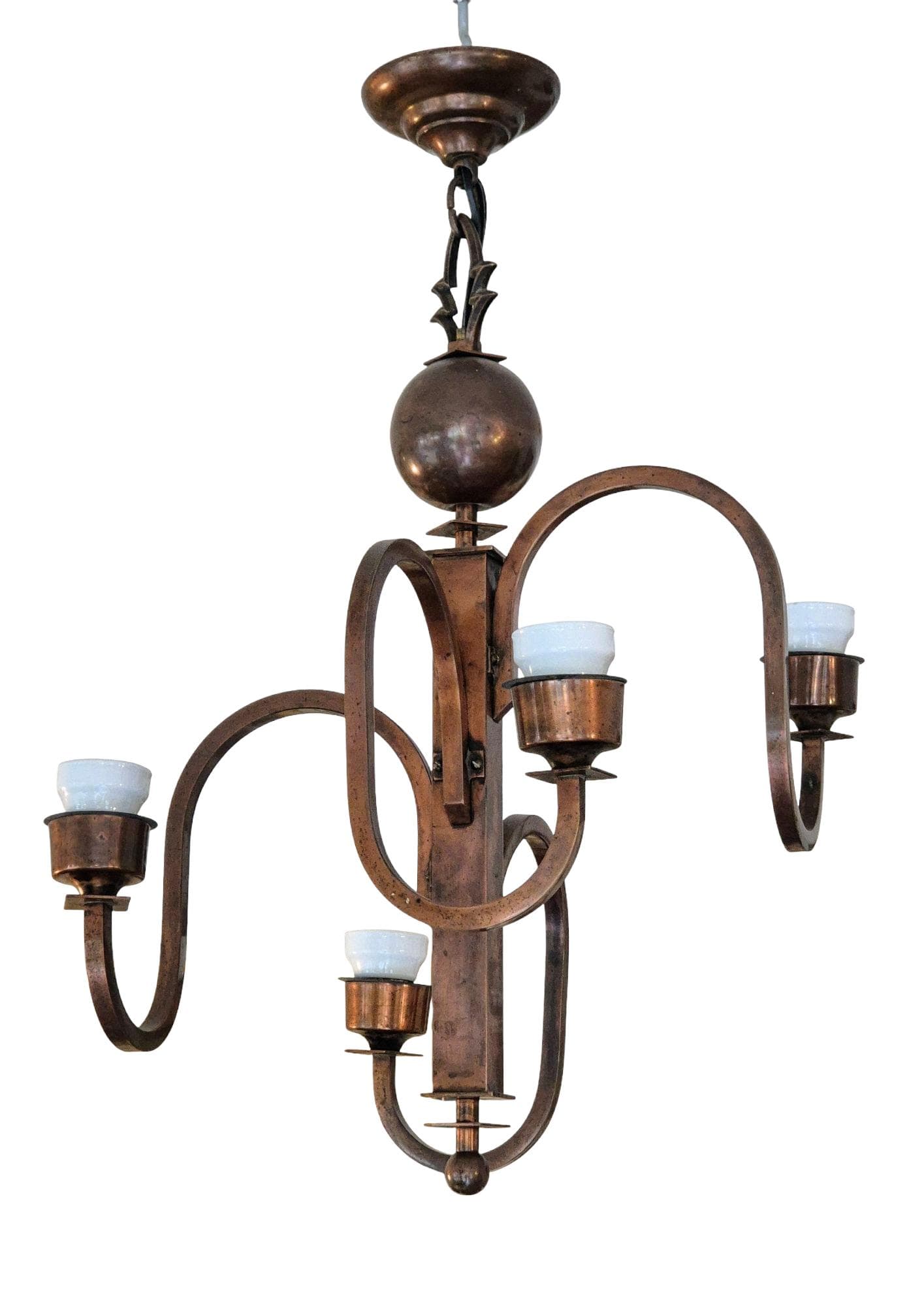 Pendant Lamp Art Deco, brown, copper, 1930s