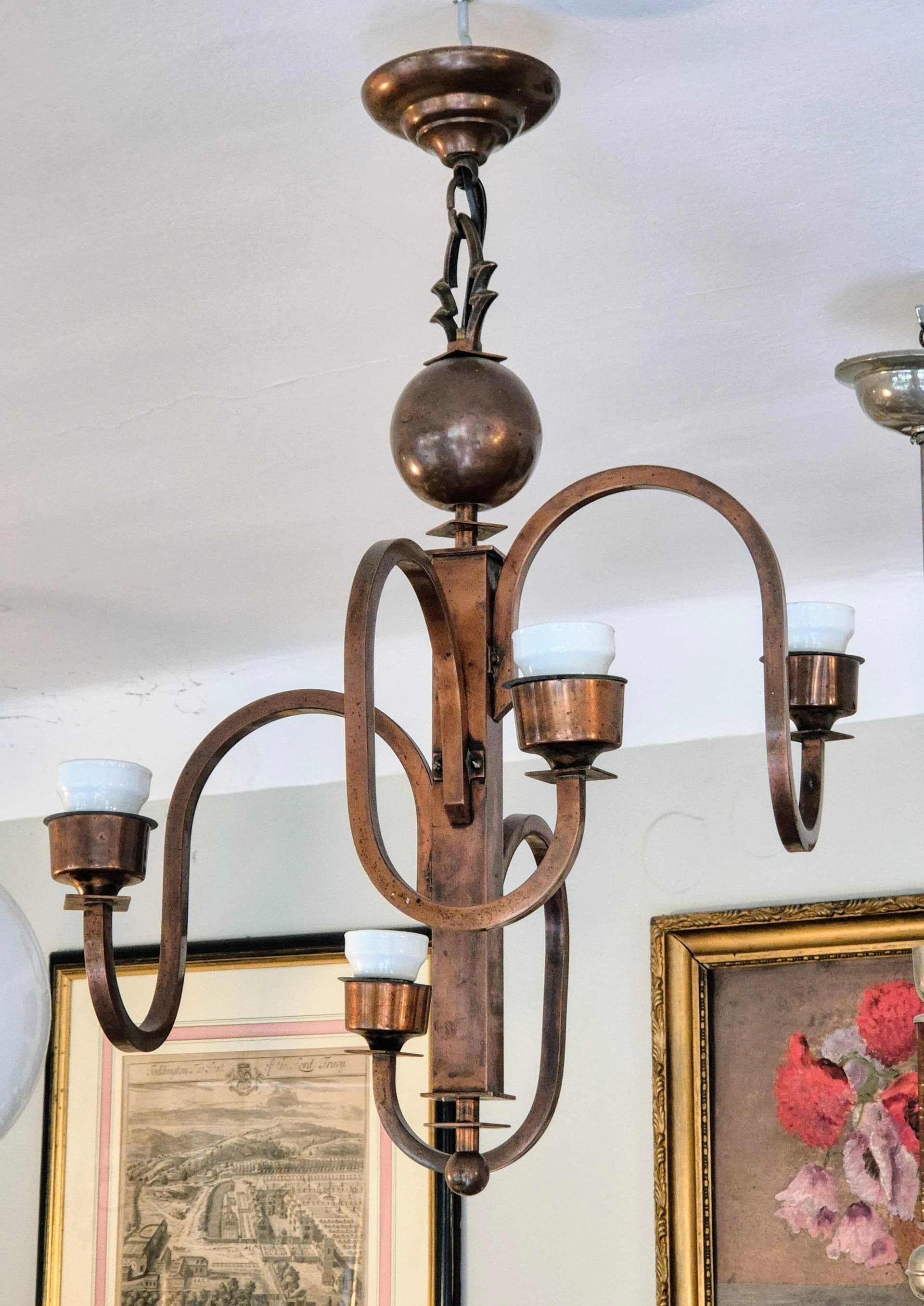 Pendant Lamp Art Deco, brown, copper, 1930s - 388741