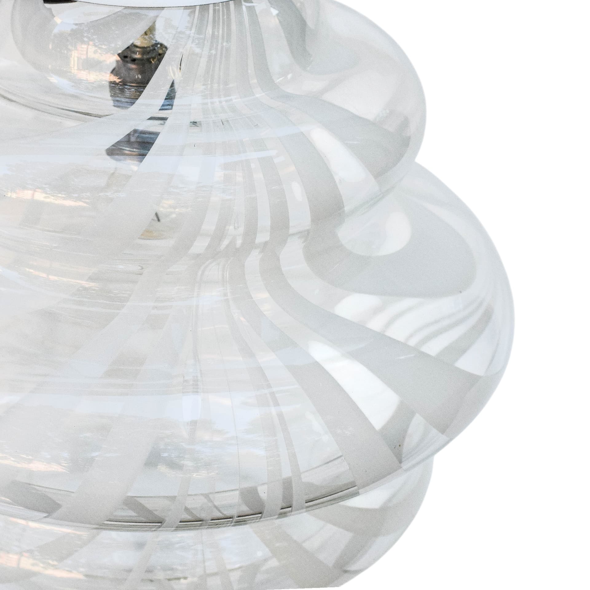 Ceiling lamp Space Age, transparent white glass, polished silver steel, 1970s - 388759