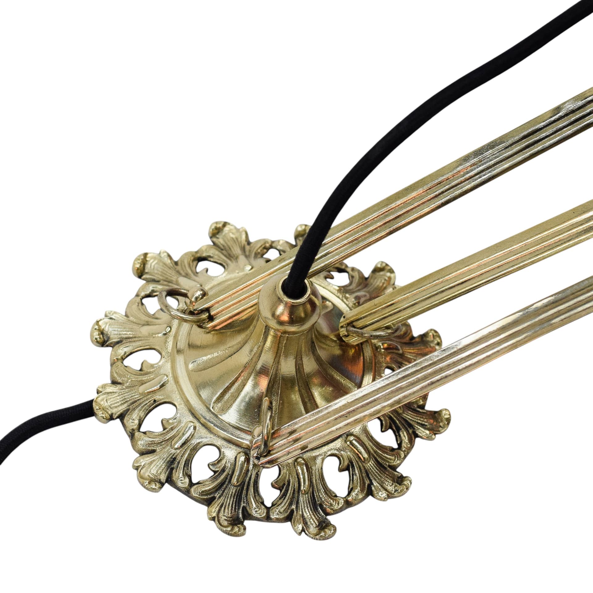 Chandelier Tiffany, multicolored stained glass, gold metal, 1950s - 388769