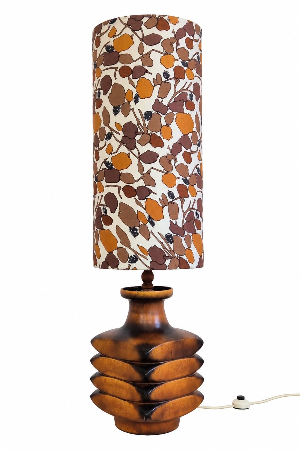 Floor lamp, brown ceramic, beige fabric, by C. Zalloni, Germany, 1960s. - 388787