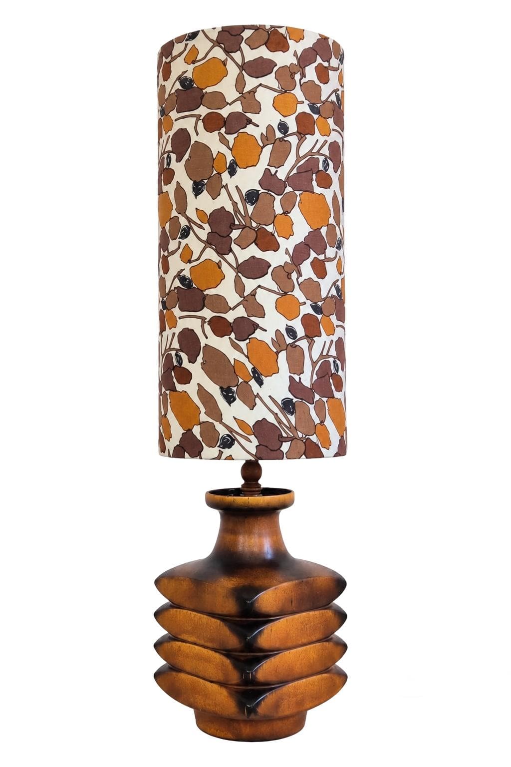 Floor lamp, brown ceramic, beige fabric, by C. Zalloni, Germany, 1960s.