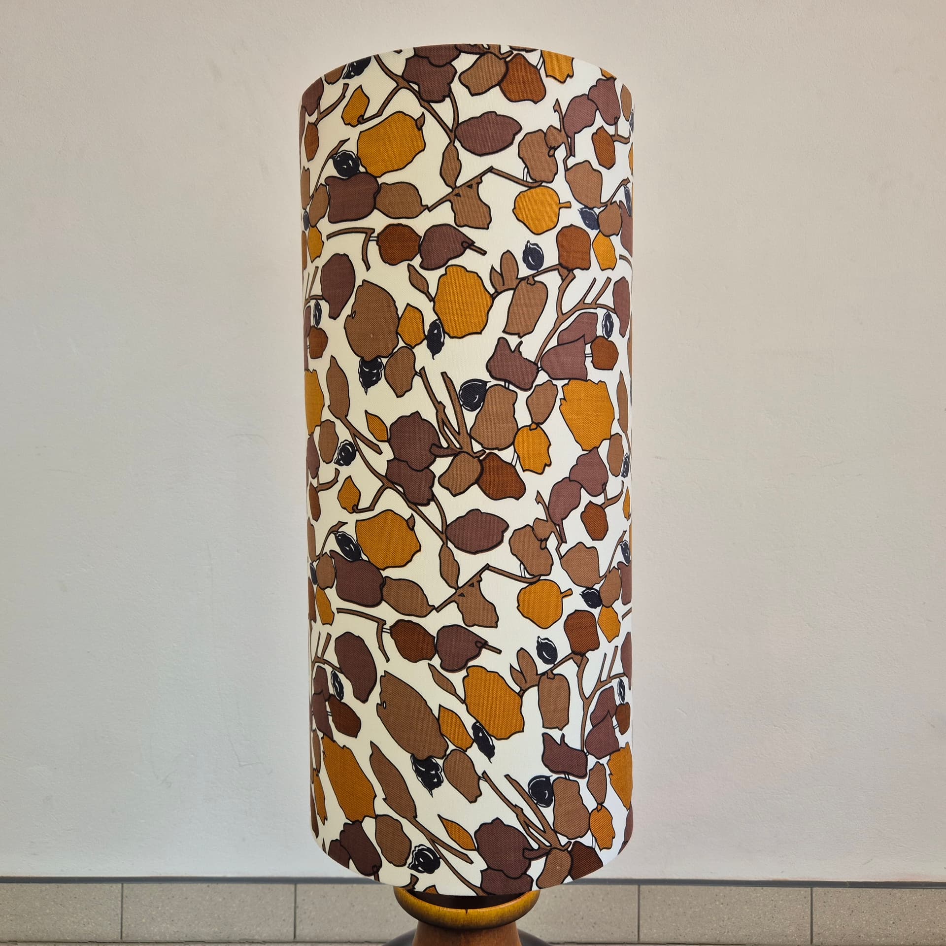 Floor lamp, brown ceramic, beige fabric, by C. Zalloni, Germany, 1960s. - 388774
