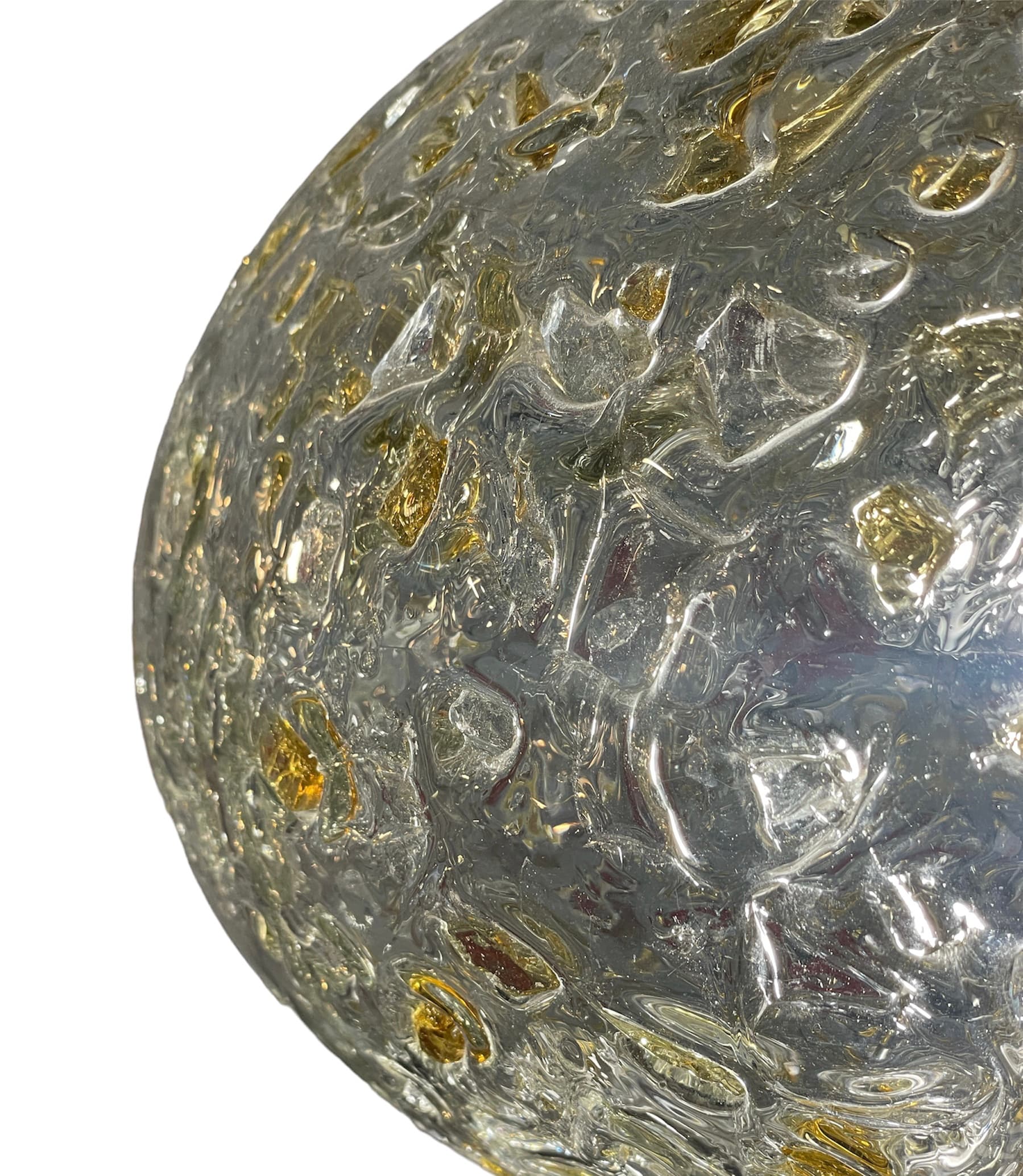 Ceiling Lamp Kula, transparent yellow glass, brass, 1970s - 388799