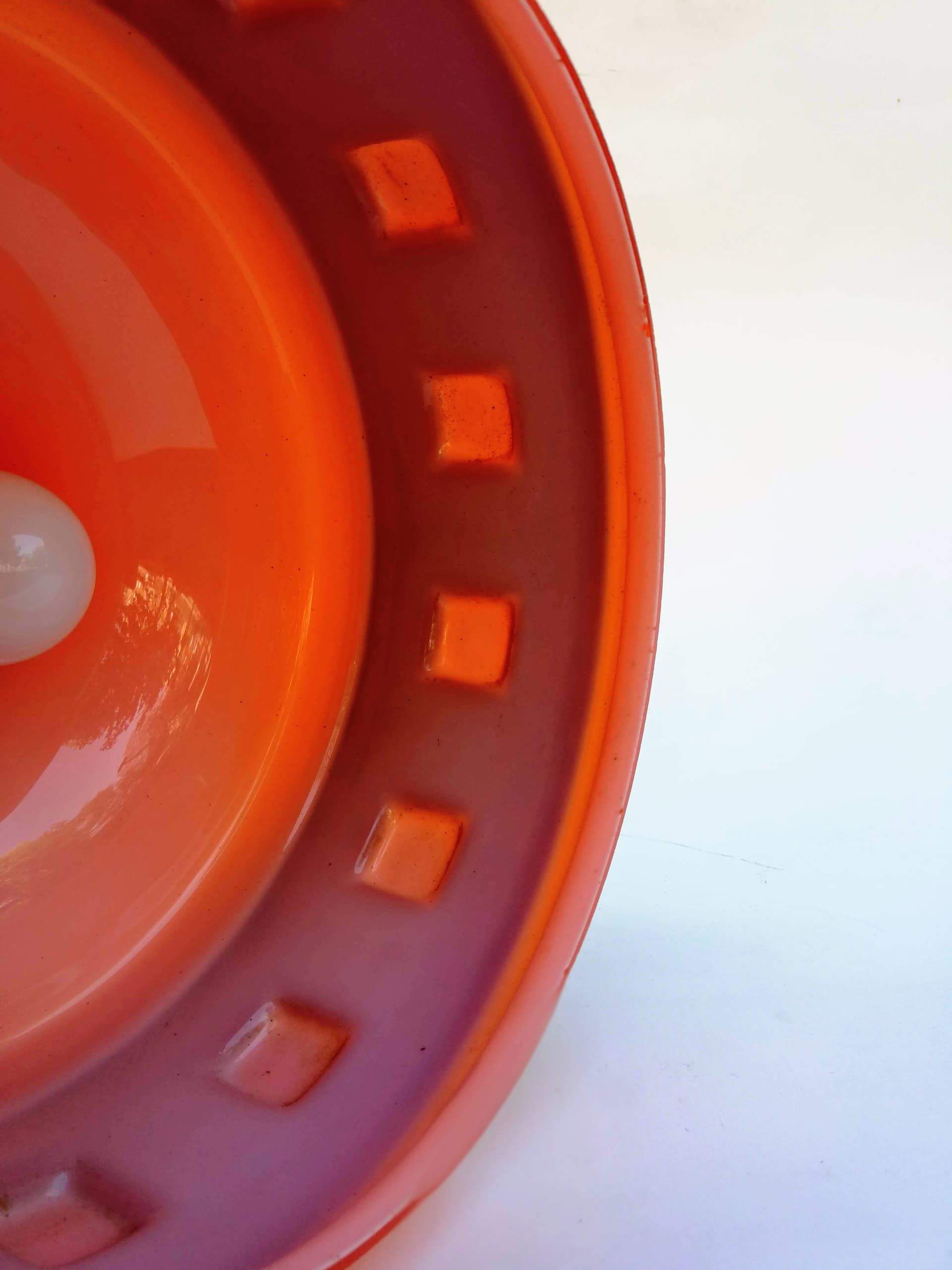 Pendant Lamp Space Age, orange glass, black metal, 1960s - 388814