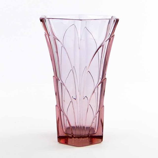 Vase Art Deco, amethyst clear crystal, Moser, Czechia, 1920s - DIMENSION