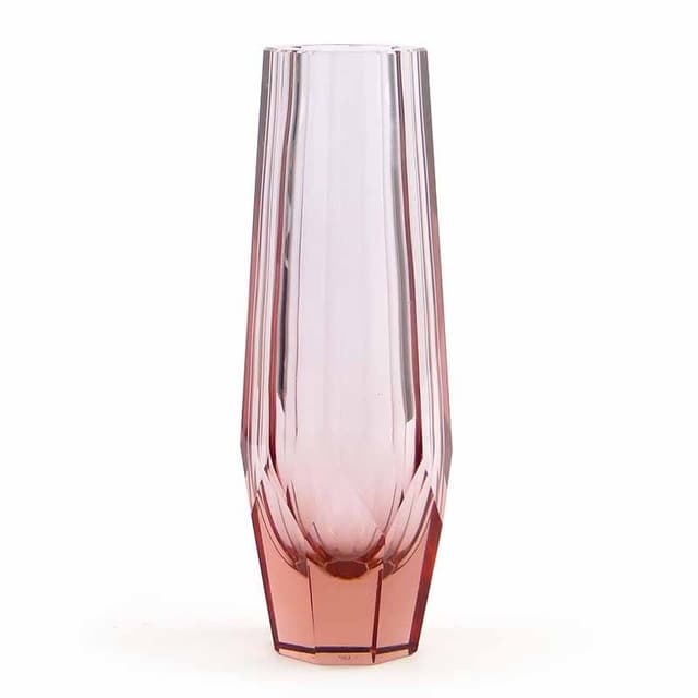 Vase Art Deco, pink transparent crystal, Moser, Czechia, 1920s - DIMENSION
