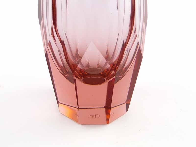 Vase Art Deco, pink transparent crystal, Moser, Czechia, 1920s - 388846