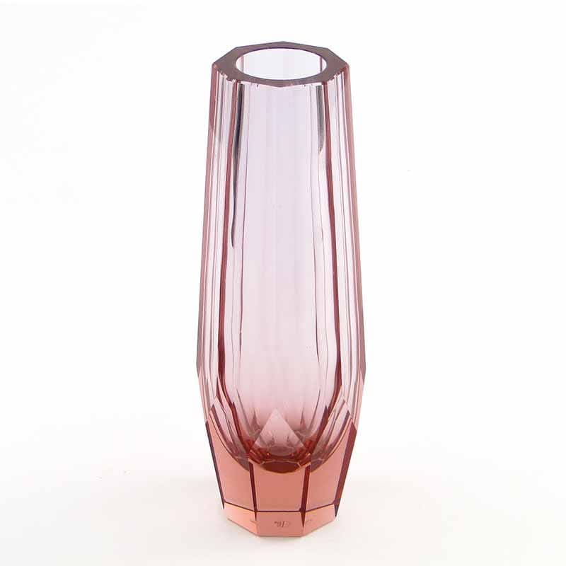 Vase Art Deco, pink transparent crystal, Moser, Czechia, 1920s - 388845