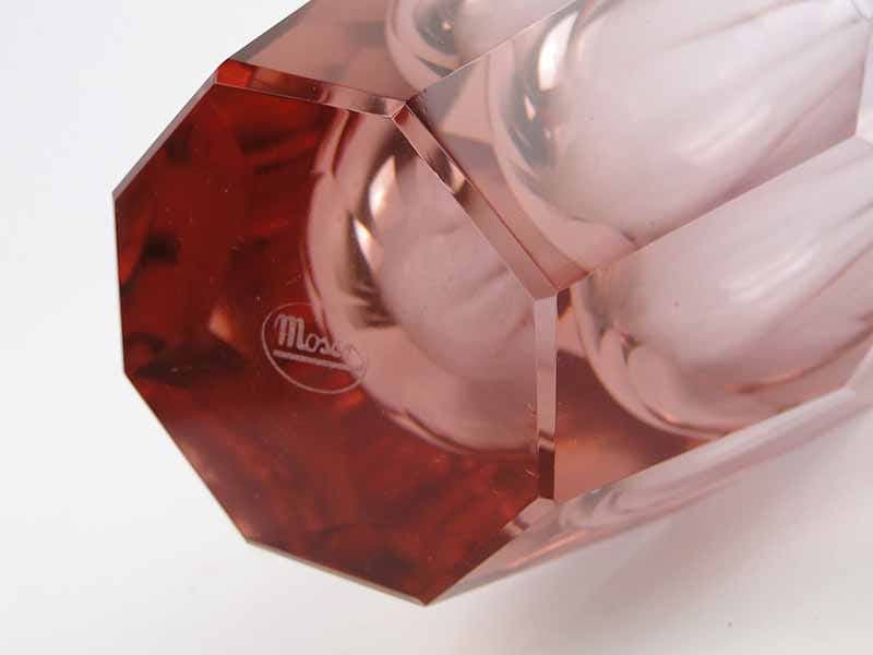 Vase Art Deco, pink transparent crystal, Moser, Czechia, 1920s - 388843