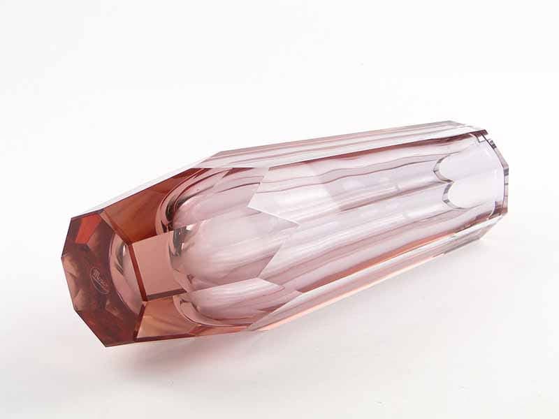 Vase Art Deco, pink transparent crystal, Moser, Czechia, 1920s - 388849