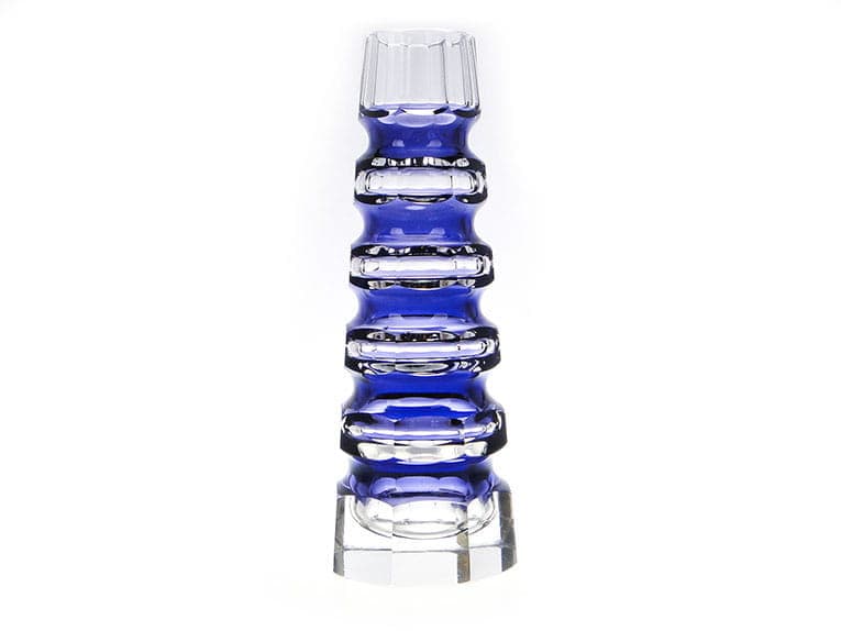 Vase Art Deco, cobalt blue clear crystal, by C. Goldberg, 1920s