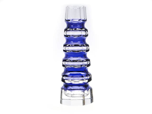 Vase Art Deco, cobalt blue clear crystal, by C. Goldberg, 1920s - DIMENSION