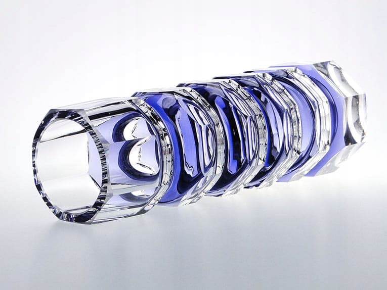 Vase Art Deco, cobalt blue clear crystal, by C. Goldberg, 1920s - 388856