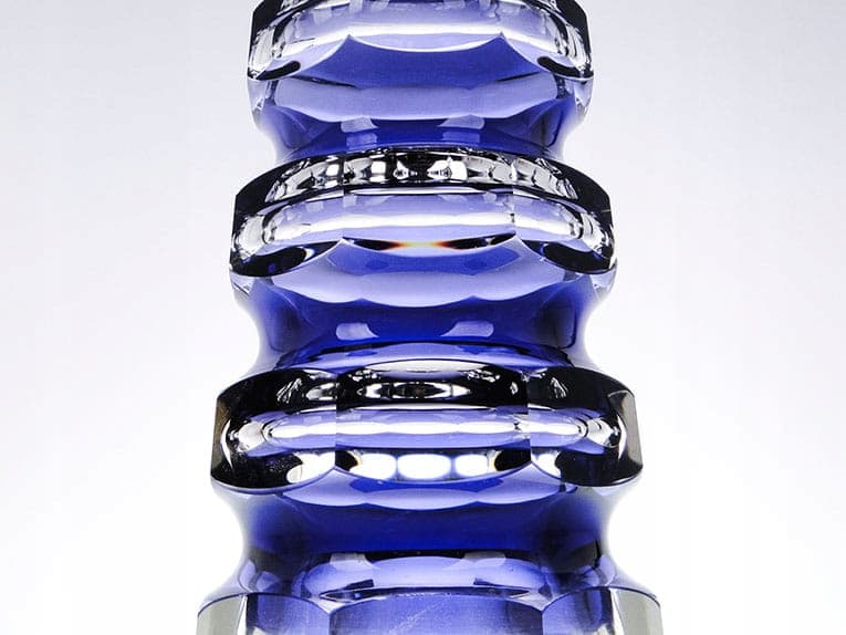 Vase Art Deco, cobalt blue clear crystal, by C. Goldberg, 1920s - 388857