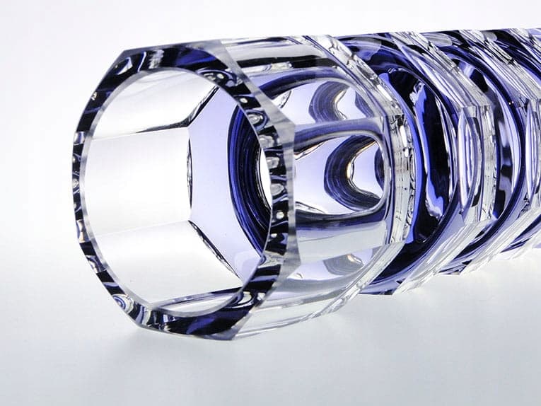 Vase Art Deco, cobalt blue clear crystal, by C. Goldberg, 1920s - 388859