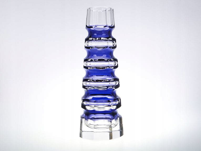 Vase Art Deco, cobalt blue clear crystal, by C. Goldberg, 1920s - 388864