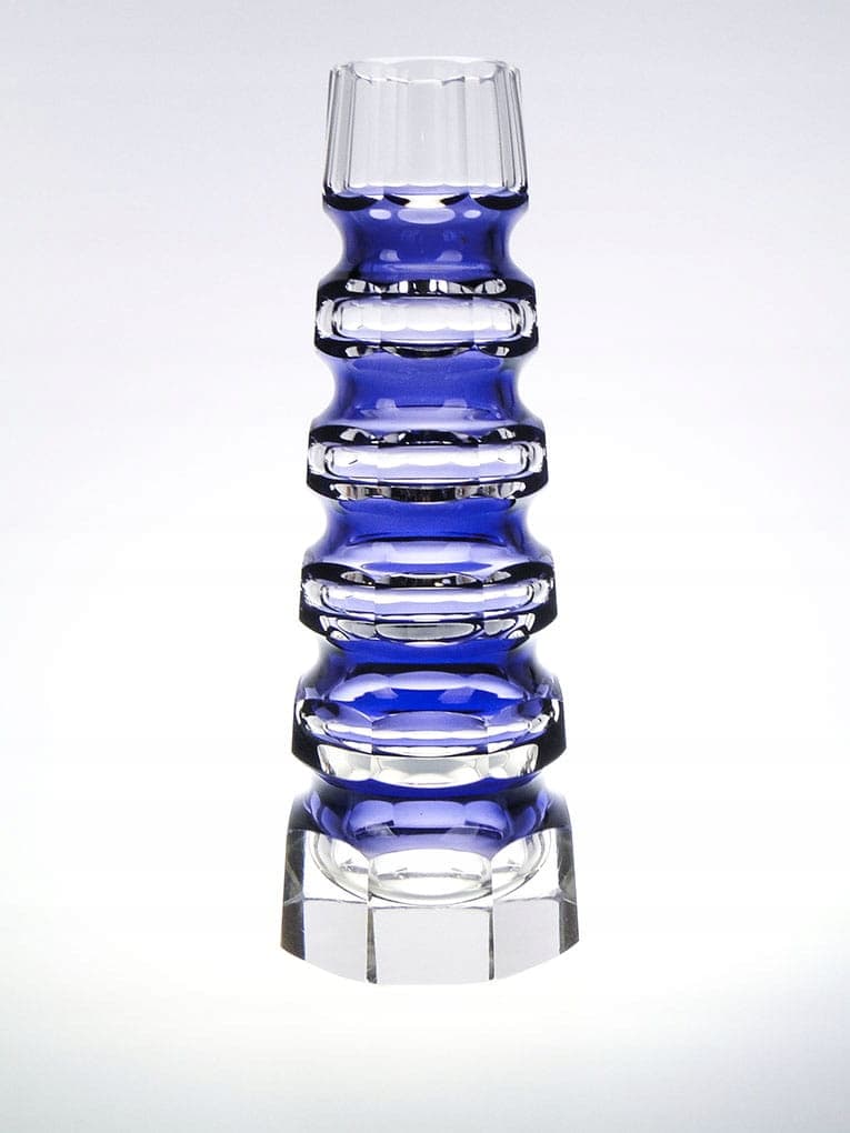 Vase Art Deco, cobalt blue clear crystal, by C. Goldberg, 1920s - 388865