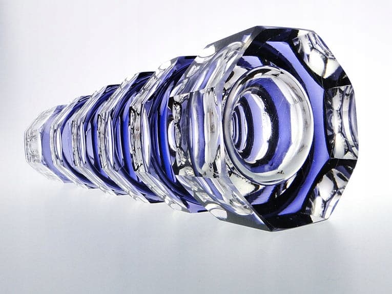 Vase Art Deco, cobalt blue clear crystal, by C. Goldberg, 1920s - 388858