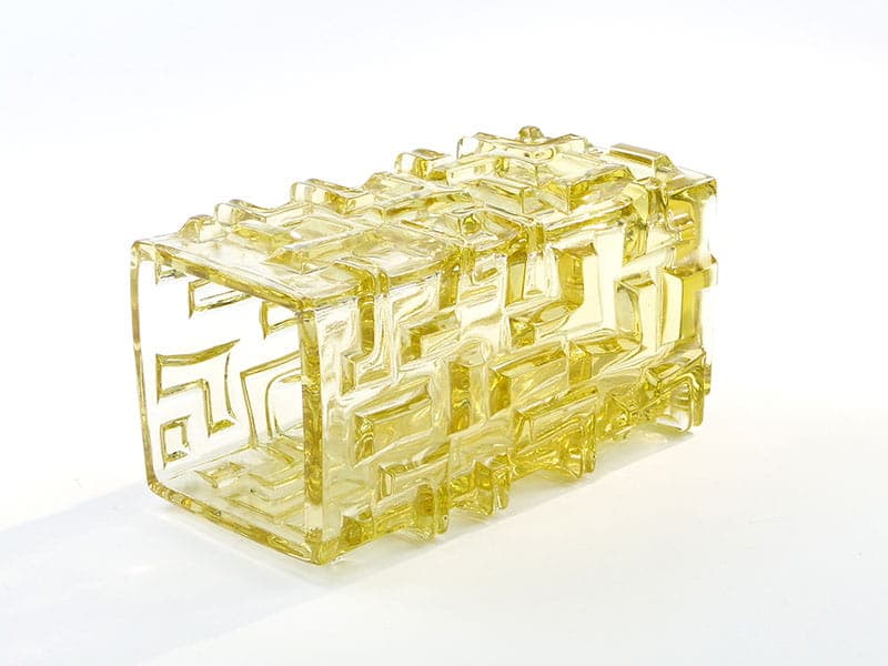 Vase Tetris, yellow soda glass, by J. Brabec, Czechoslovakia, 1960s. - 388866