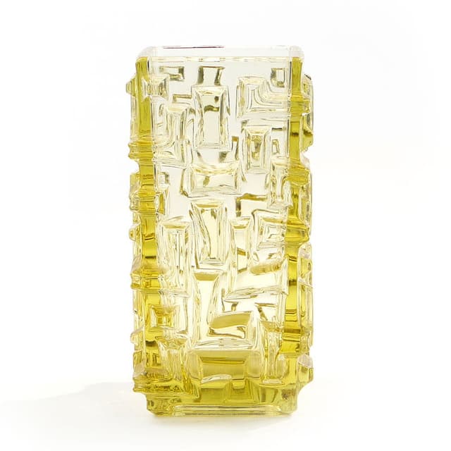 Vase Tetris, yellow soda glass, by J. Brabec, Czechoslovakia, 1960s. - DIMENSION
