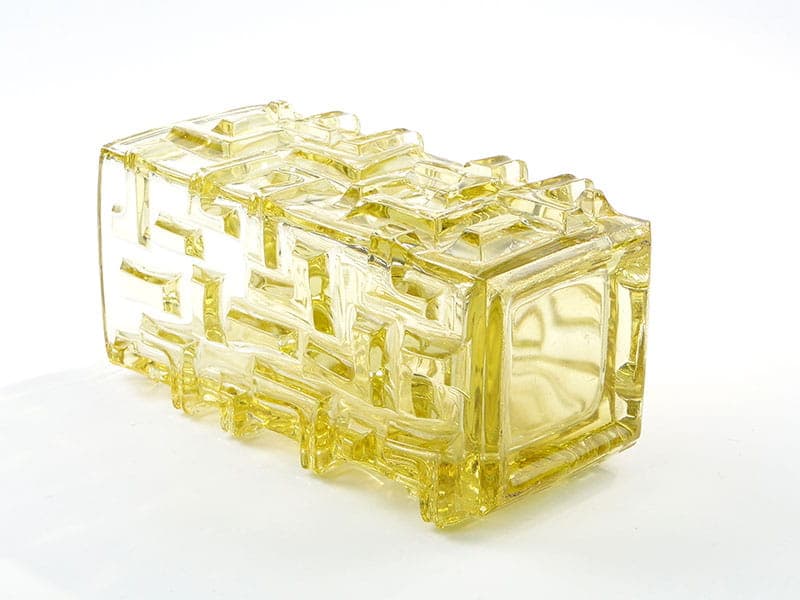 Vase Tetris, yellow soda glass, by J. Brabec, Czechoslovakia, 1960s. - 388873