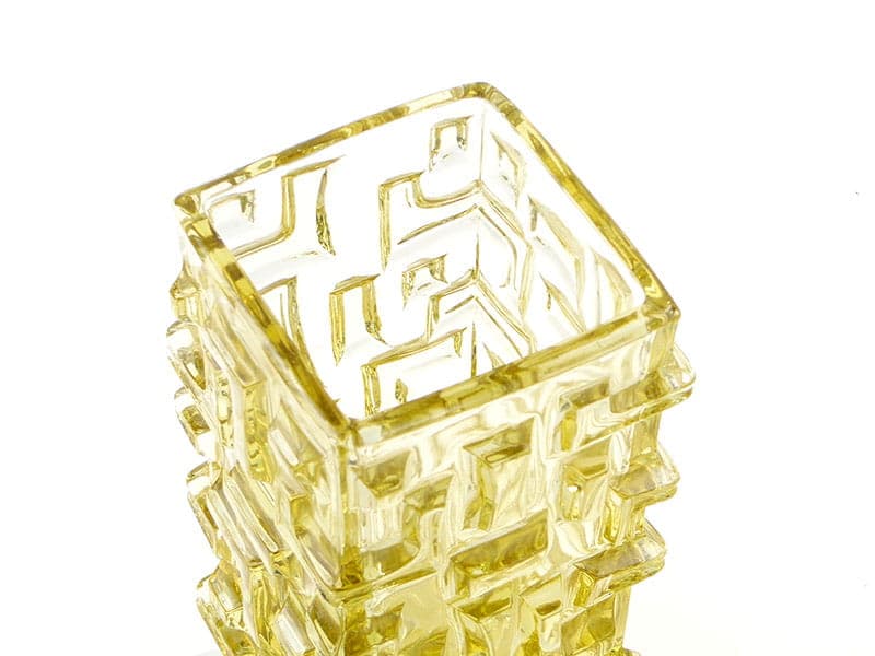 Vase Tetris, yellow soda glass, by J. Brabec, Czechoslovakia, 1960s. - 388870