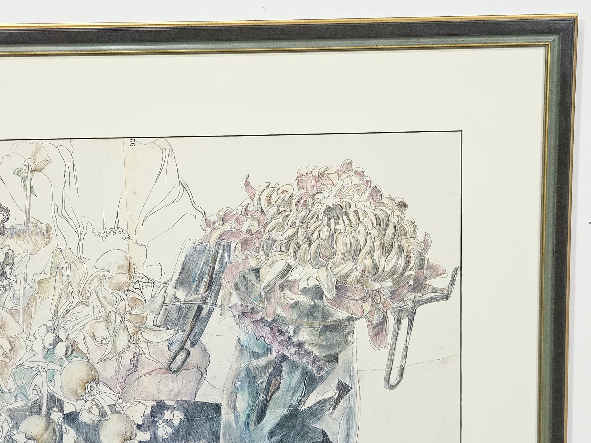 Grafika Blumen für die Binderin weil..., papier szary, proj. H. Janssen, Niemcy, lata 80. - 388878