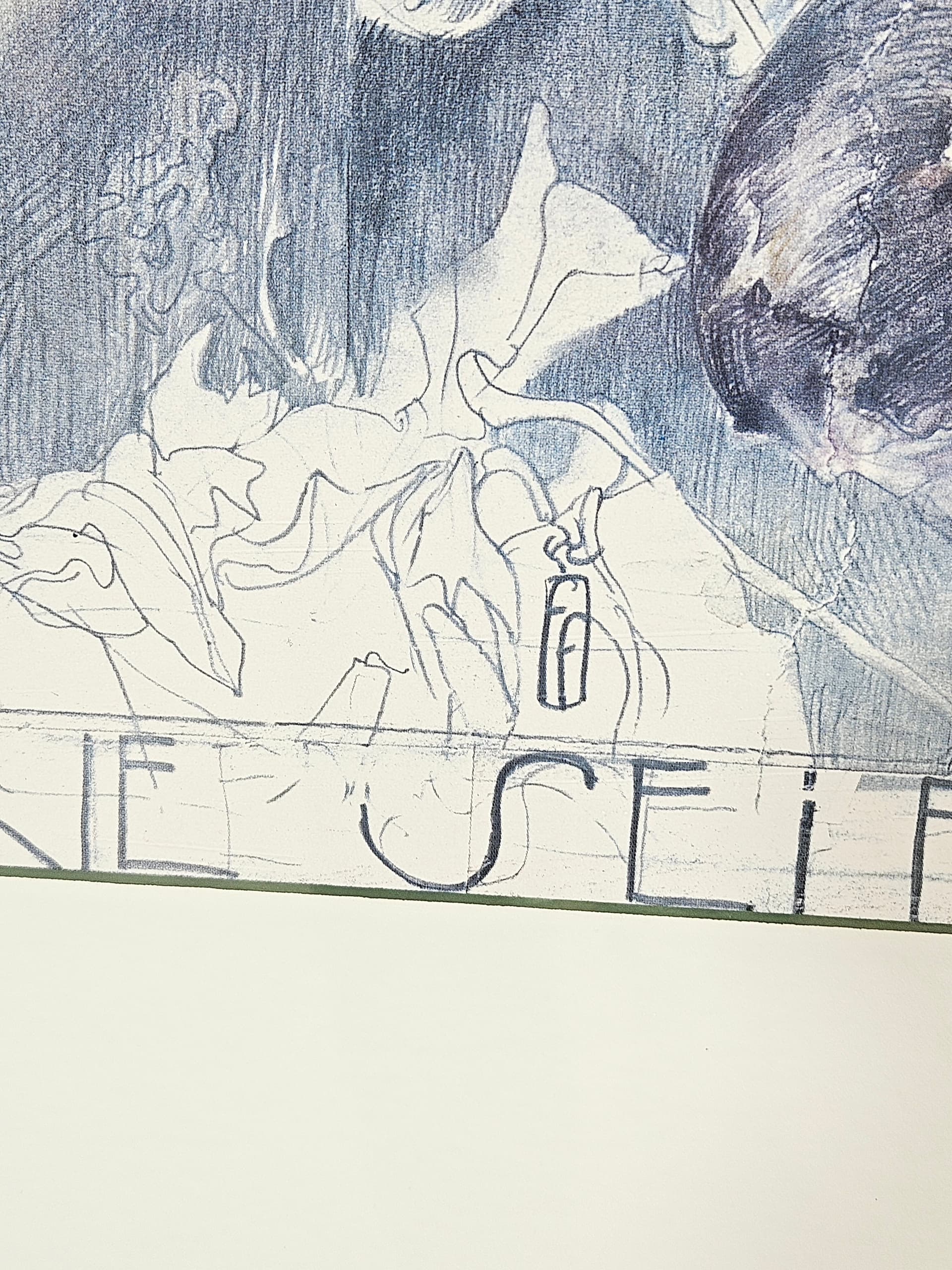Grafika Blumen für die Binderin weil..., papier szary, proj. H. Janssen, Niemcy, lata 80. - 388881