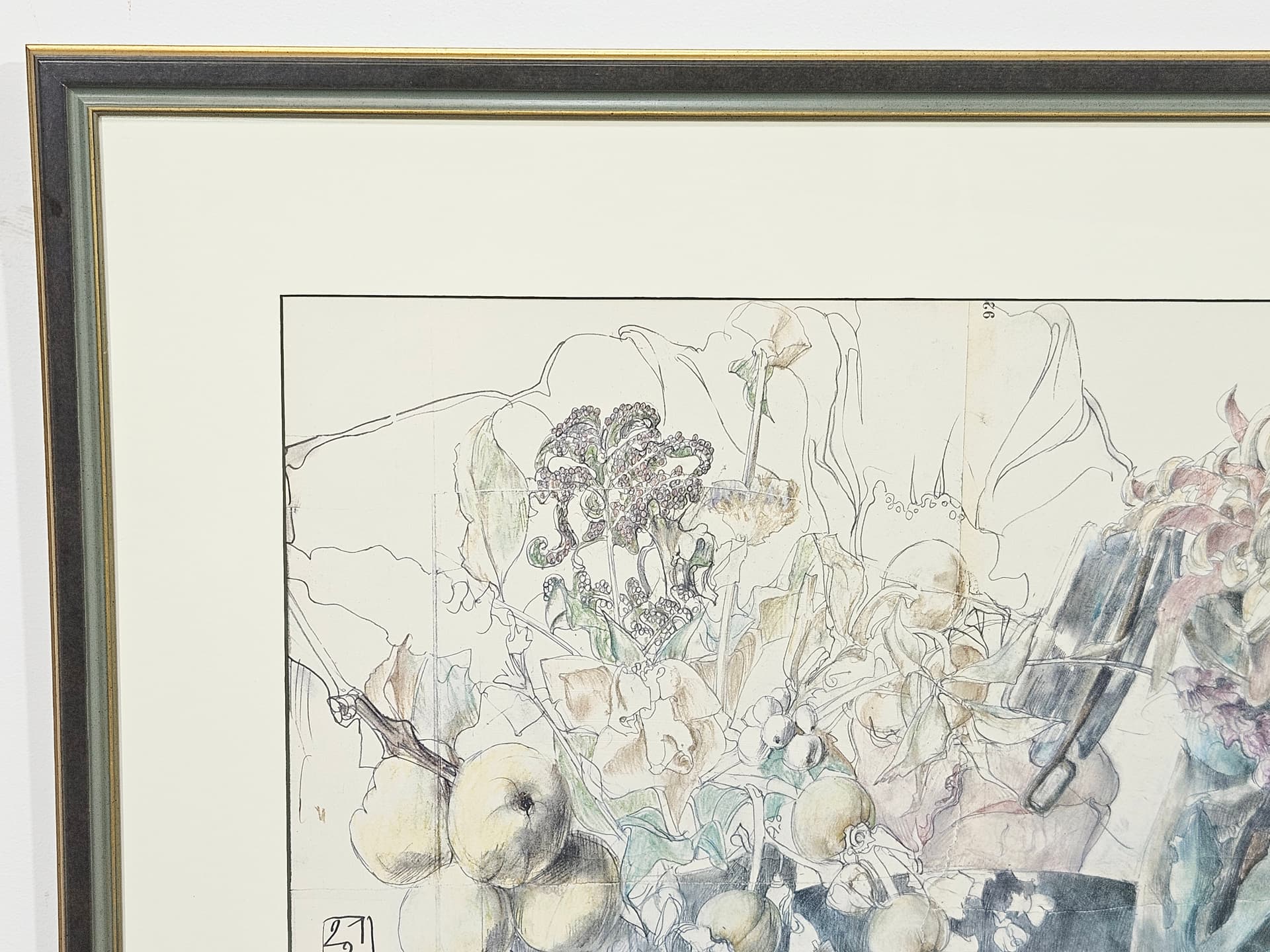 Grafika Blumen für die Binderin weil..., papier szary, proj. H. Janssen, Niemcy, lata 80. - 388877