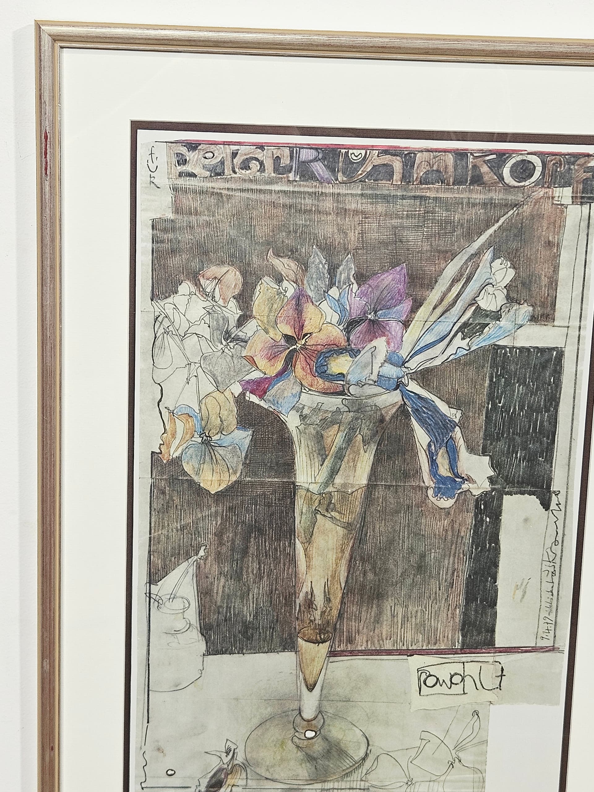 Plakat Gedichte 88x50,5 cm, papier beżowy, art. H. Janssen, Niemcy, lata 80. - 388934