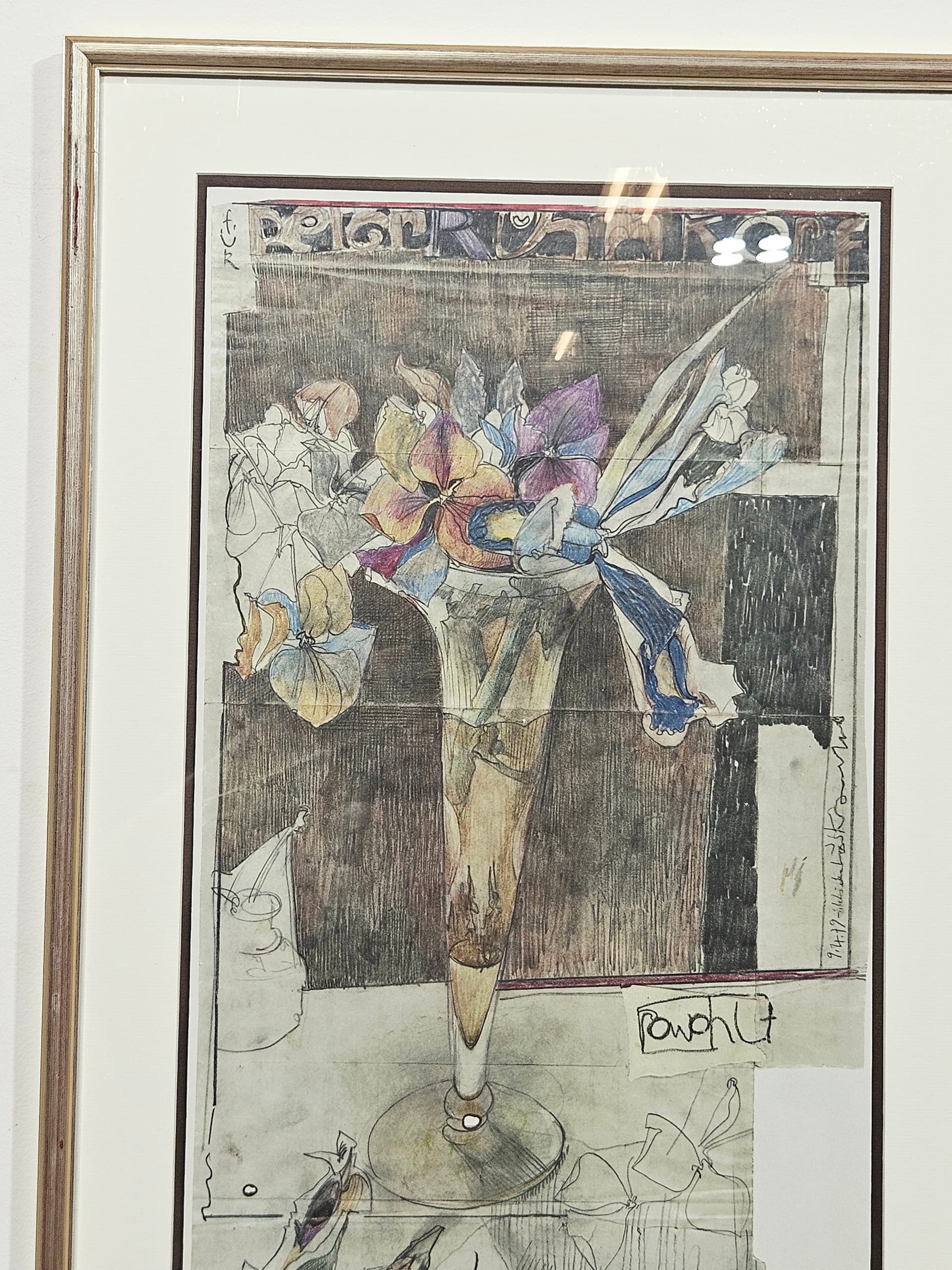 Plakat Gedichte 88x50,5 cm, papier beżowy, art. H. Janssen, Niemcy, lata 80. - 388933