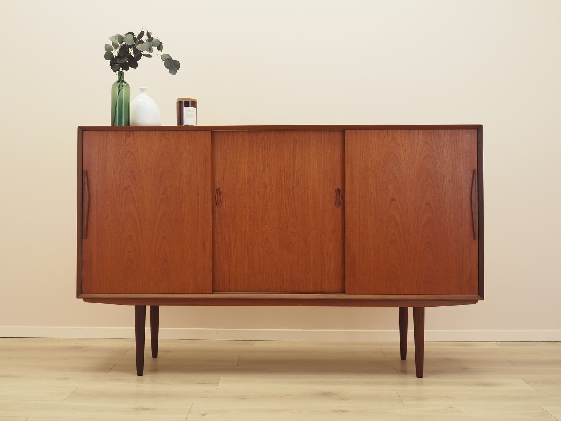 Highboard, brown teak, Denmark, 1960s. - 388988