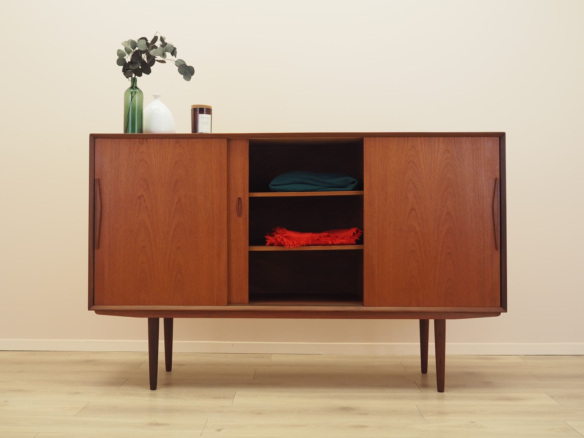 Highboard, brown teak, Denmark, 1960s. - 388989