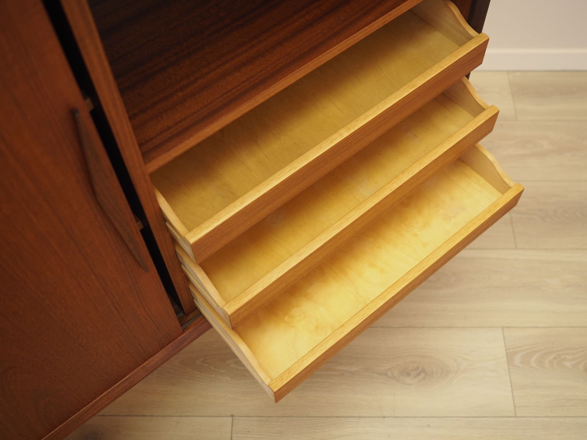 Highboard, brown teak, Denmark, 1960s. - 388997
