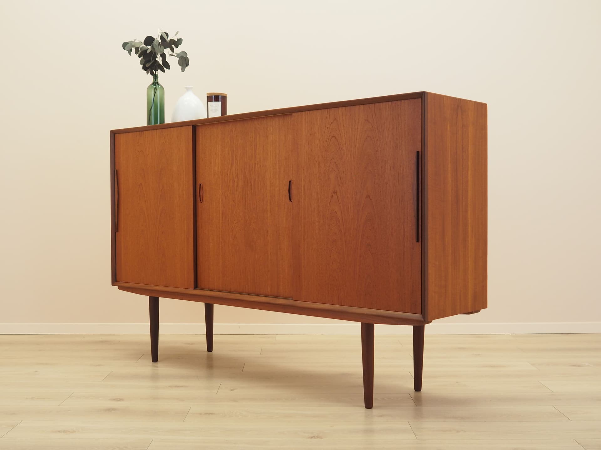 Highboard, brown teak, Denmark, 1960s. - 388991