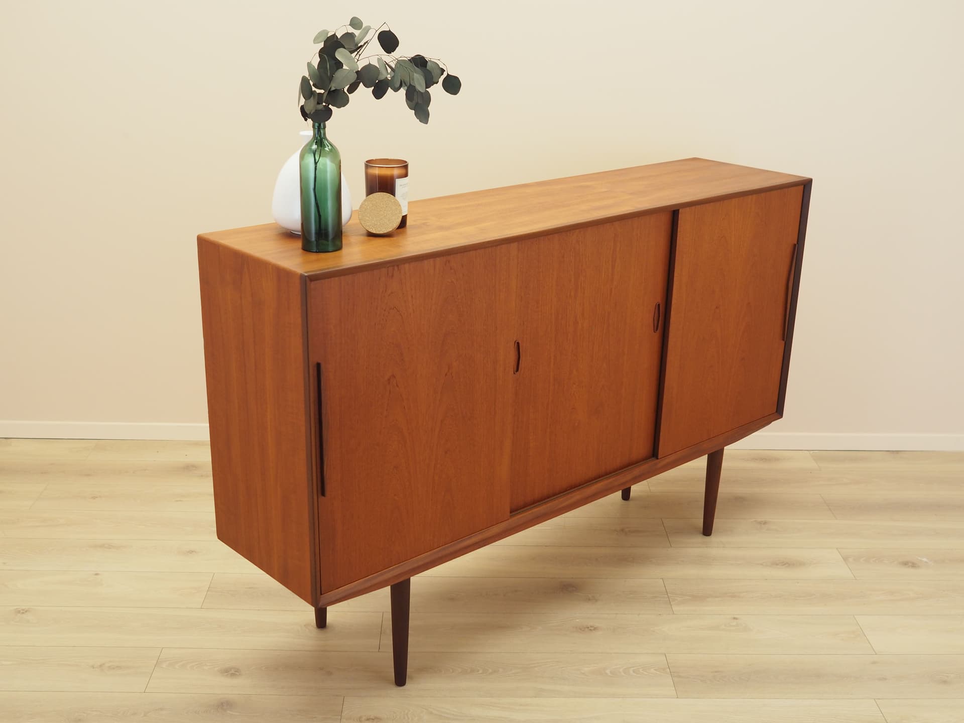 Highboard, brown teak, Denmark, 1960s. - 388990