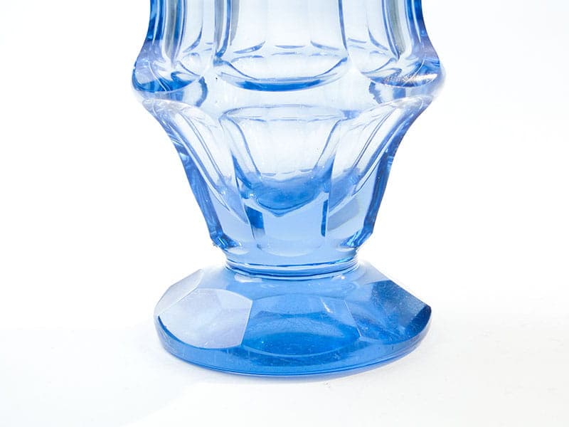 Wazon Art déco, niebieski przezroczysty, kryształ, Huta Niemen, Polska, lata 30. - 389082