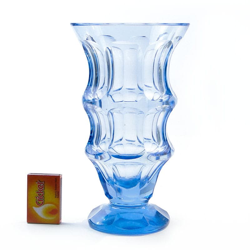 Wazon Art déco, niebieski przezroczysty, kryształ, Huta Niemen, Polska, lata 30. - 389080
