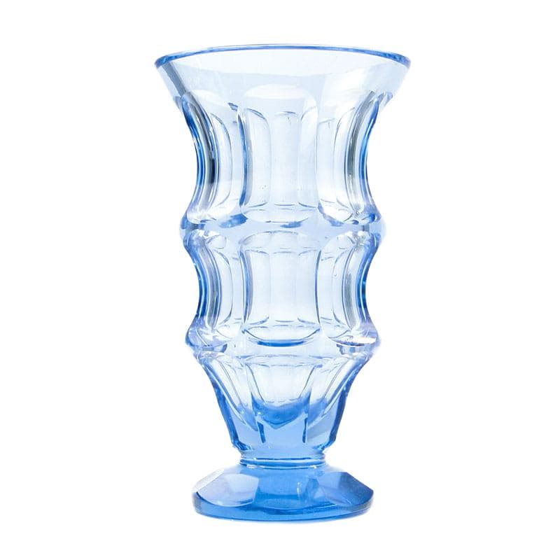 Wazon Art déco, niebieski przezroczysty, kryształ, Huta Niemen, Polska, lata 30.