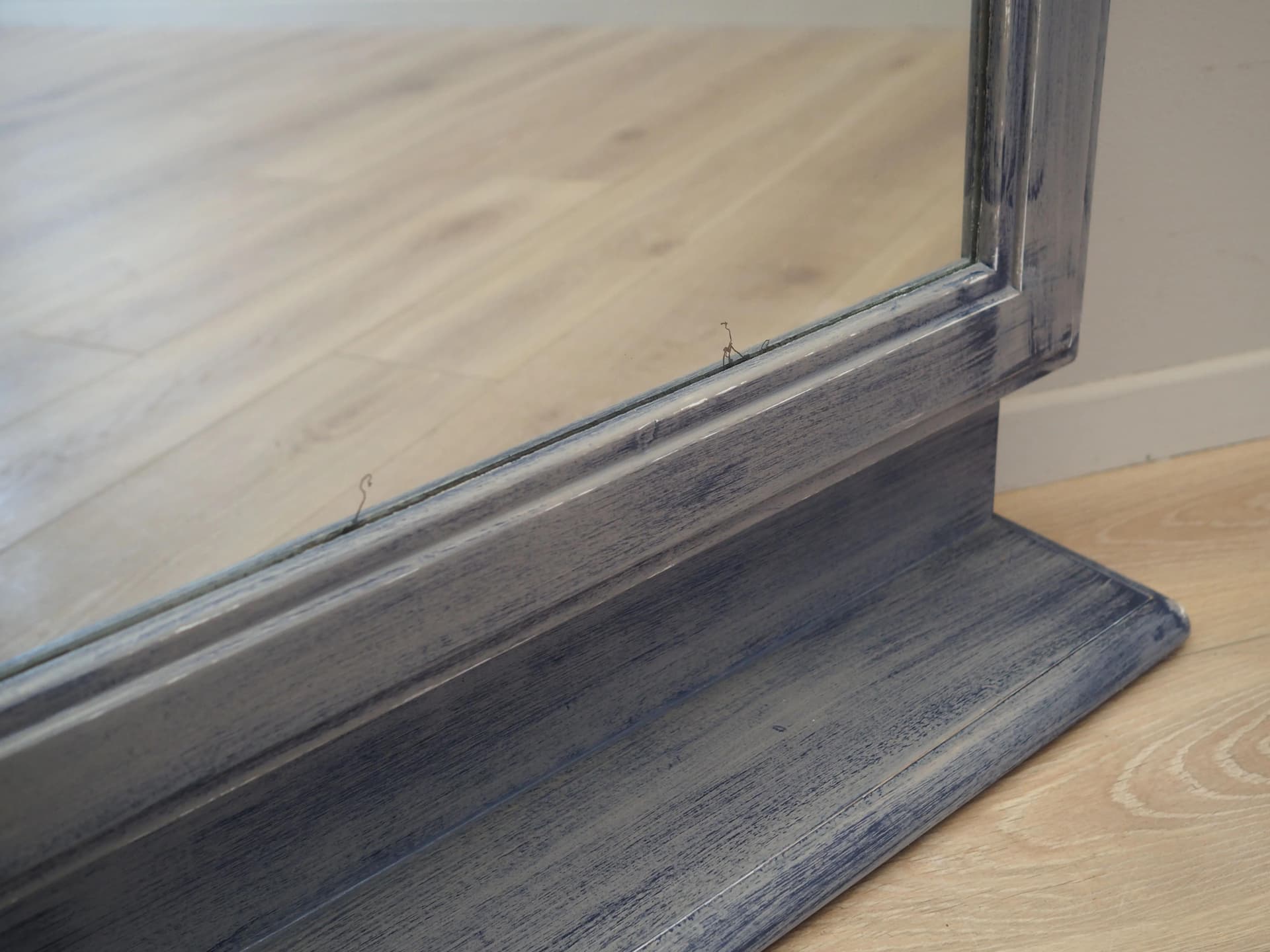 Rectangular mirror, blue grey beech, Denmark, 1960s. - 28621